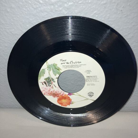 Vinyl Record Prince And The Revolution Let's Go Crazy / Erotic City 7" 45 Works - Picture 3 of 4